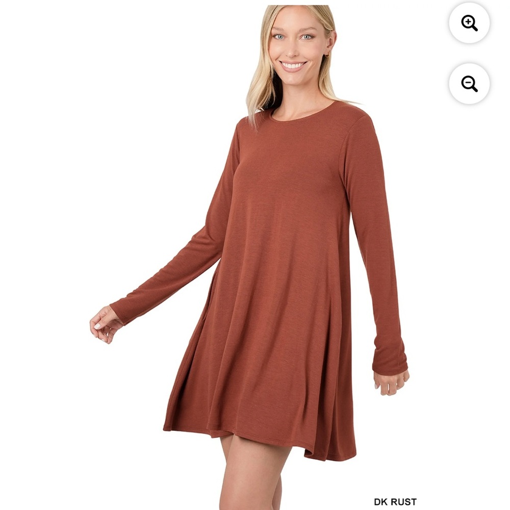 Zenana Outfitters rust Long Sleeve Dress
